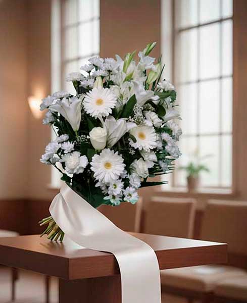 Ram funerari tonalitat blanca