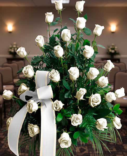 Centre funerari de 30 roses blanques
